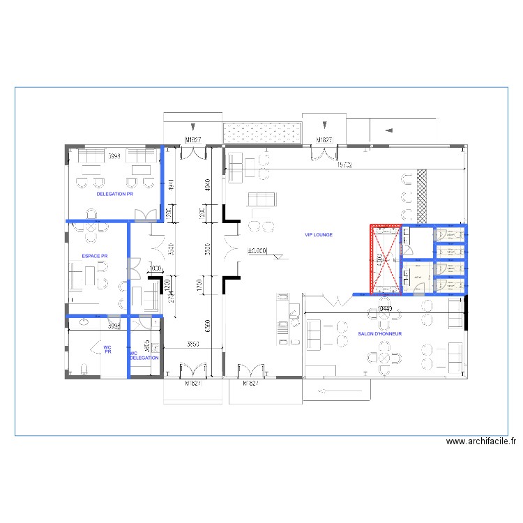 Salon d'honneur updated après visite DG 14/08. Plan de 6 pièces et 20 m2