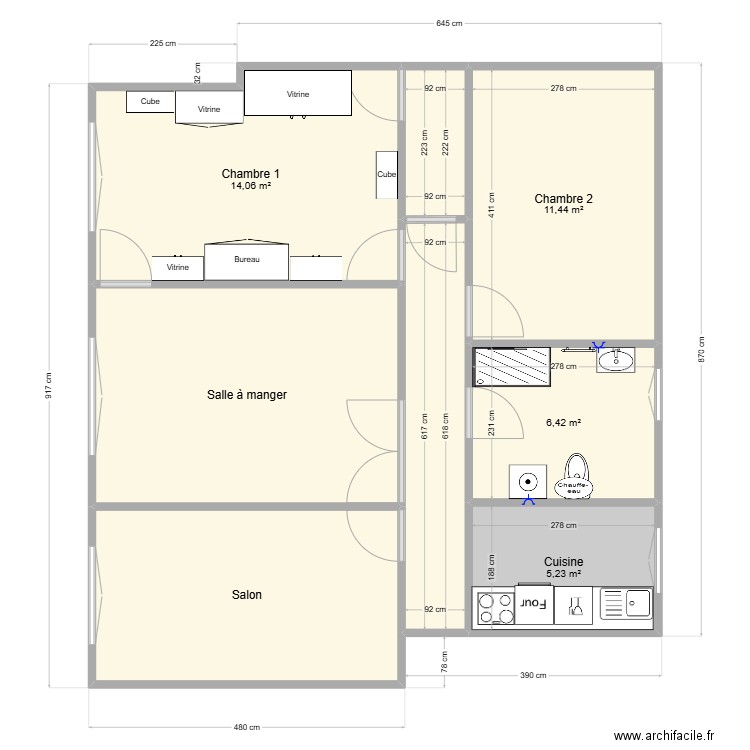 plan2. Plan de 8 pièces et 72 m2