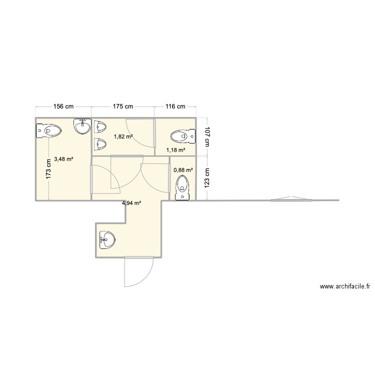 GFF. Plan de 5 pièces et 12 m2