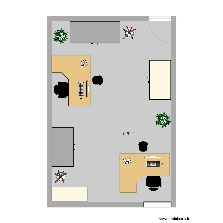 Bureau FSM. Plan de 1 pièce et 64 m2