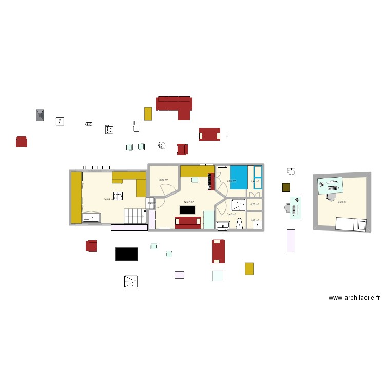 PLAN JOHANNA 10. Plan de 10 pièces et 51 m2