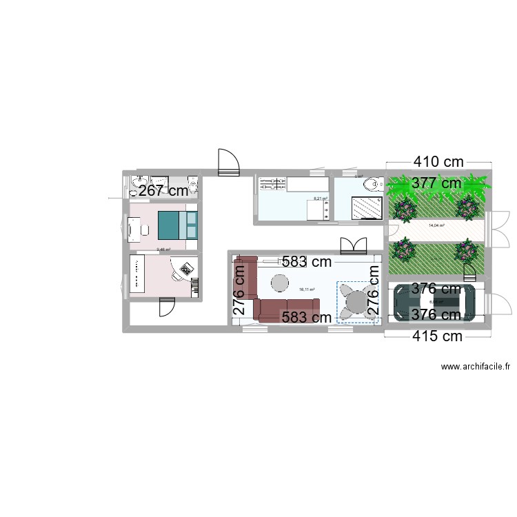 PLAN MS. Plan de 7 pièces et 56 m2