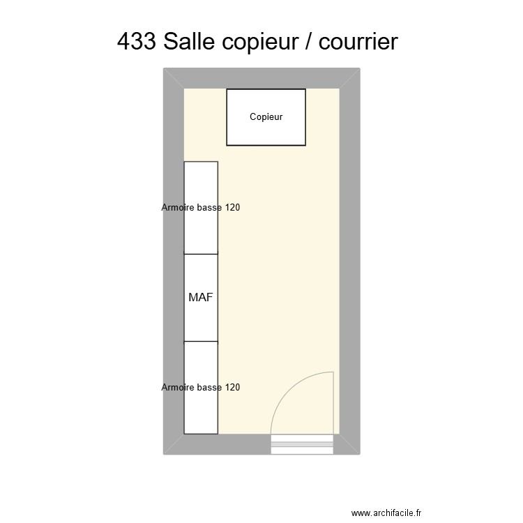 R3 - Salle repro courrier. Plan de 1 pièce et 9 m2