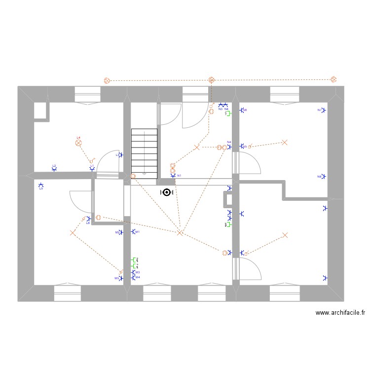 rigole 1 etage elec. Plan de 8 pièces et 73 m2