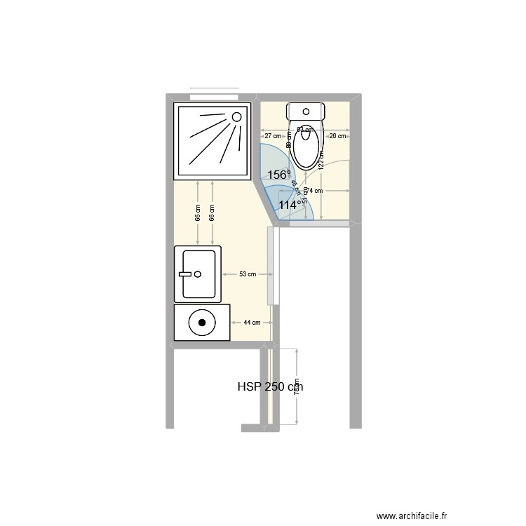 projet sdb 2 . Plan de 3 pièces et 3 m2