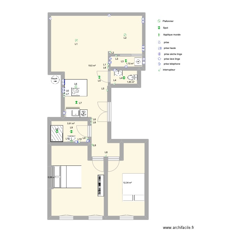 consolat6. Plan de 6 pièces et 56 m2