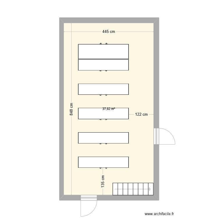 Dépot 1. Plan de 1 pièce et 38 m2