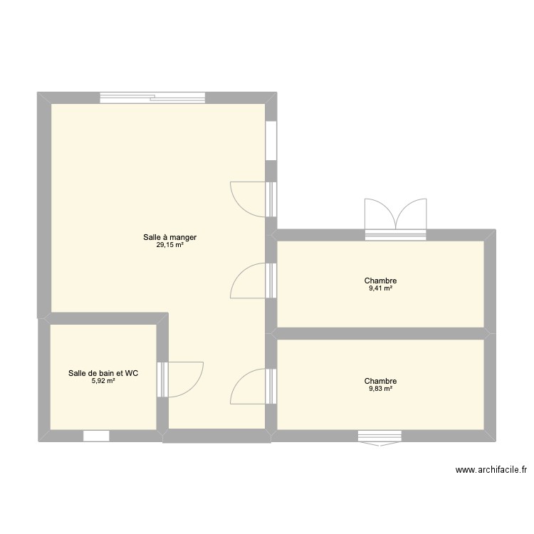 Loft. Plan de 4 pièces et 54 m2