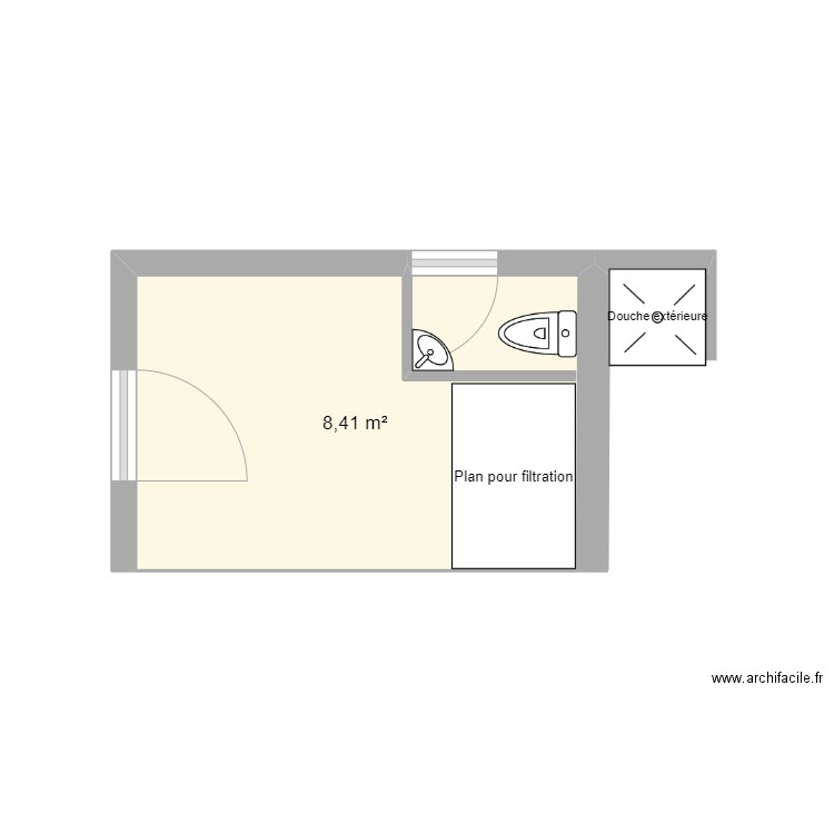 Local technique. Plan de 1 pièce et 8 m2