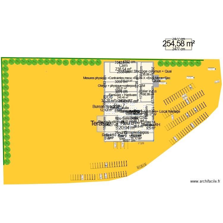 09.24 Plan Masse implantation V6 version haut meublé_vpn. Plan de 34 pièces et 2692 m2