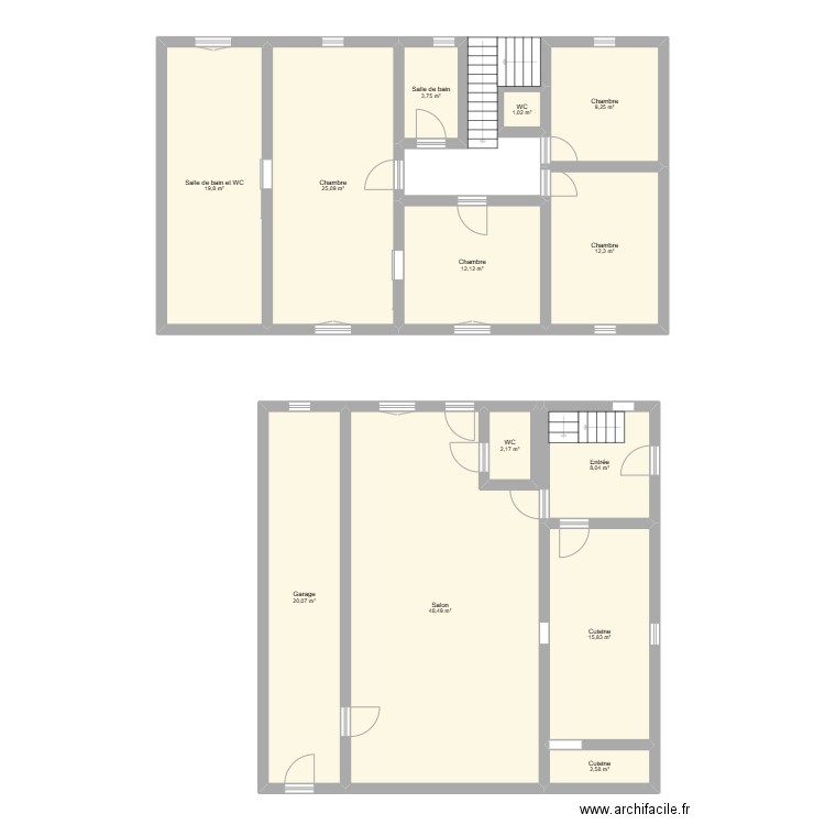 Projet d'agrandissement du garage. Plan de 13 pièces et 181 m2