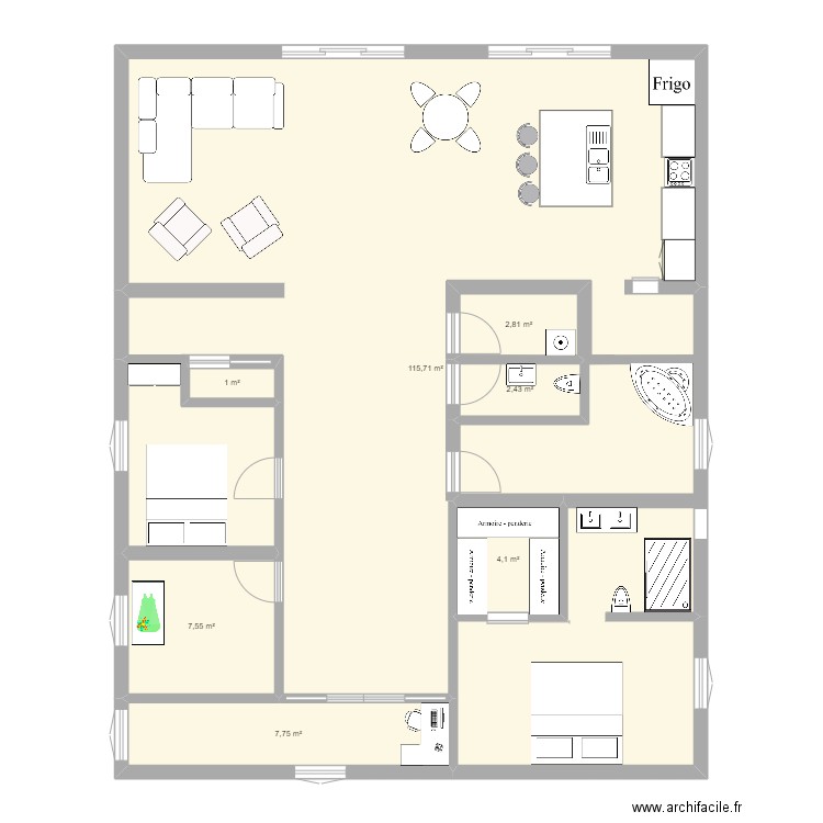 Projet Our House Original. Plan de 7 pièces et 141 m2