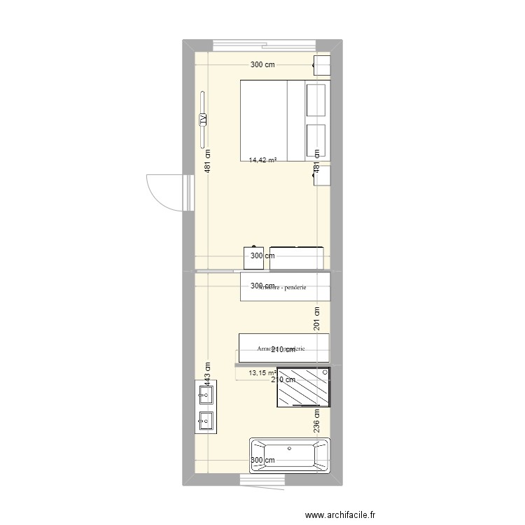 SEBPLAN2. Plan de 2 pièces et 28 m2