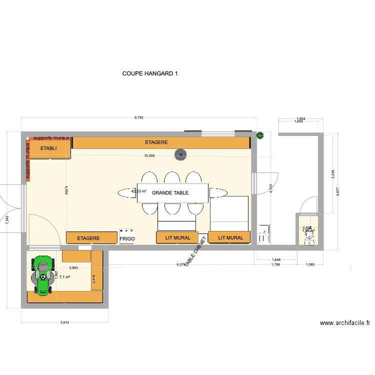  HANGARD 7. Plan de 3 pièces et 51 m2