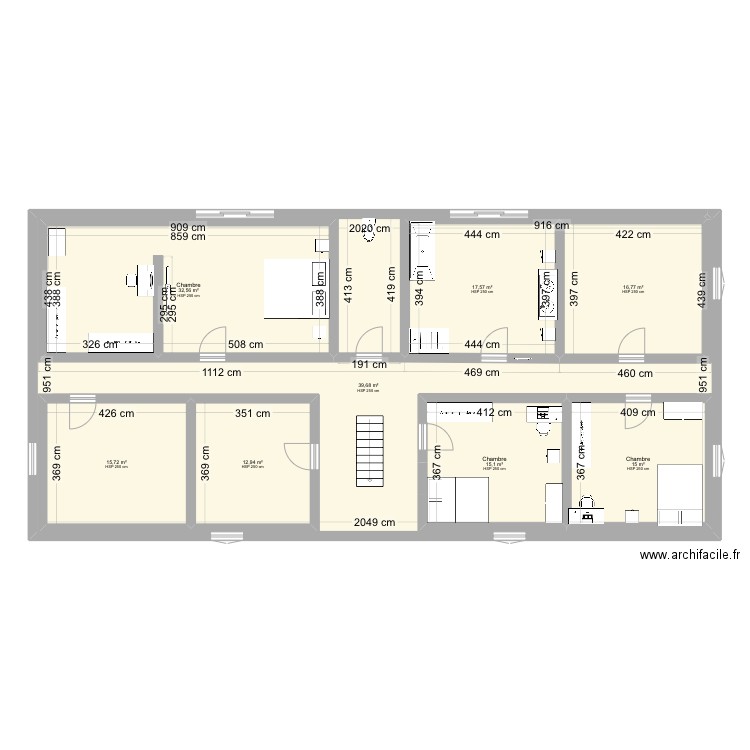 Maison étage . Plan de 8 pièces et 238 m2