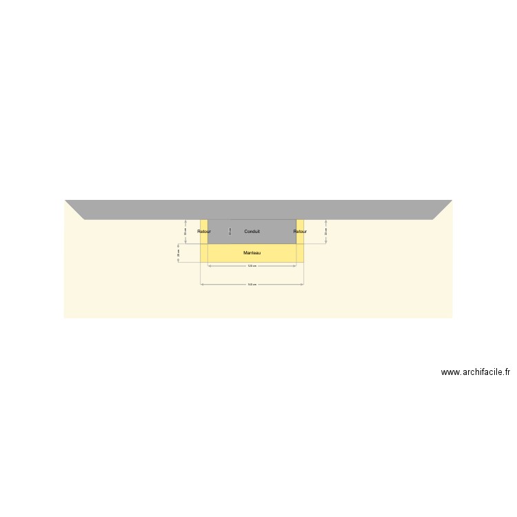 Cheminée option 2. Plan de 1 pièce et 5 m2