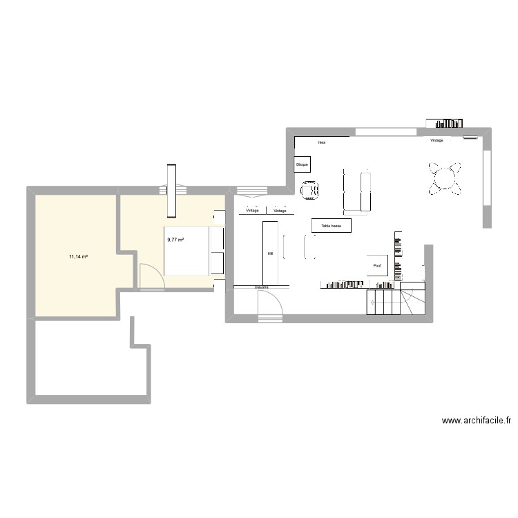 Lugan. Plan de 2 pièces et 21 m2