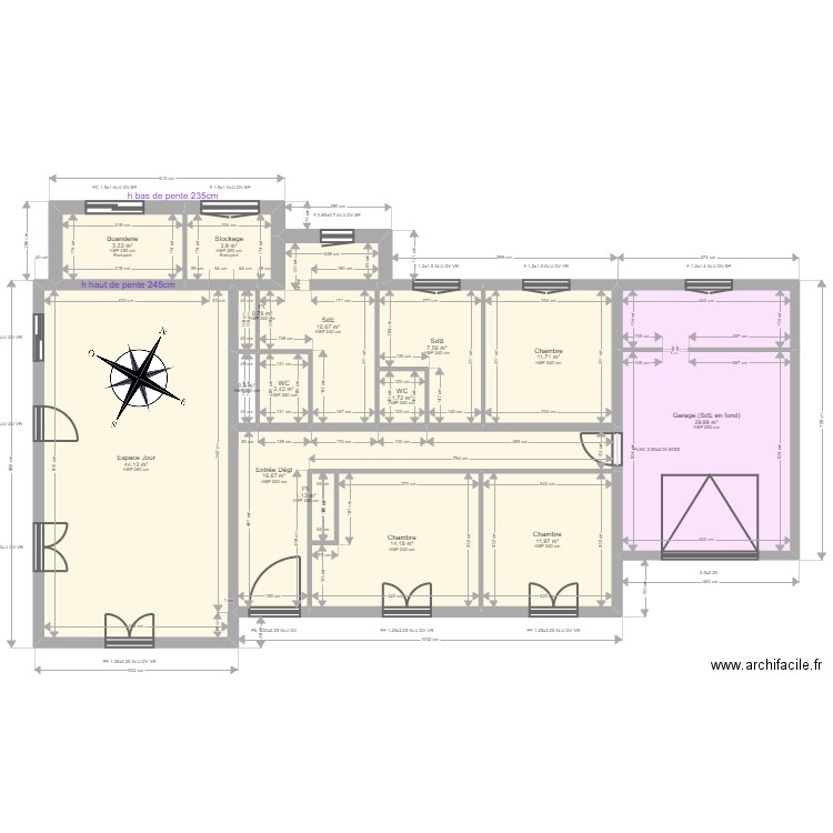 ROBIN. Plan de 15 pièces et 163 m2