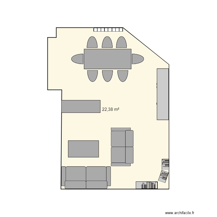 salon. Plan de 1 pièce et 22 m2