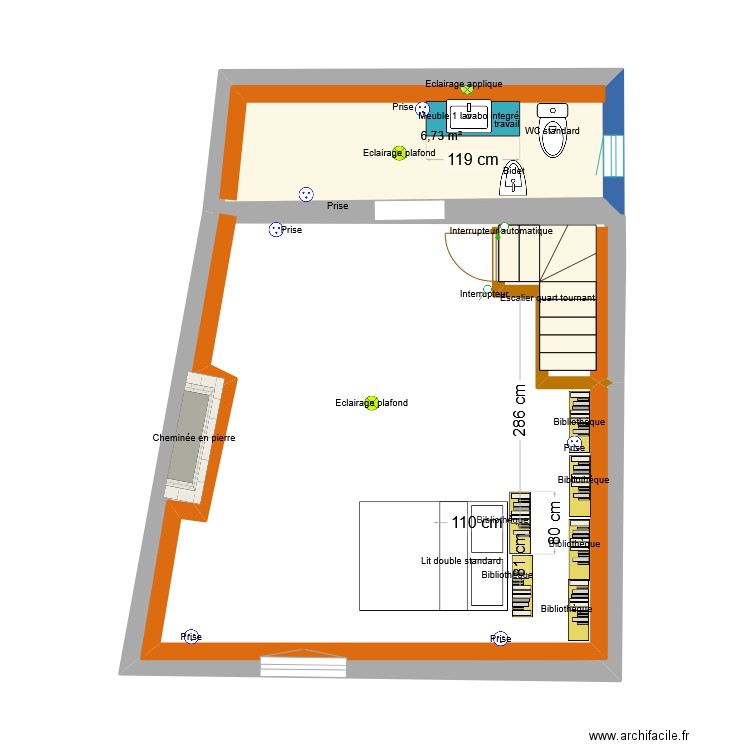 StJuvat1erElect/Plomb-ISO. Plan de 1 pièce et 7 m2