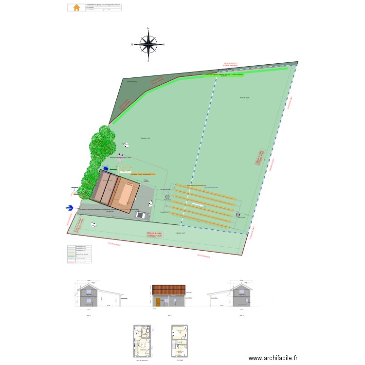 plan de masse. Plan de 6 pièces et 90 m2