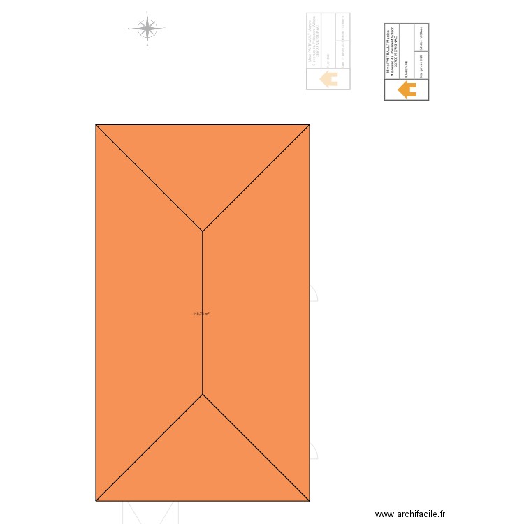 PLAN PAITRAULT Martine - FACADE SUD. Plan de 2 pièces et 237 m2