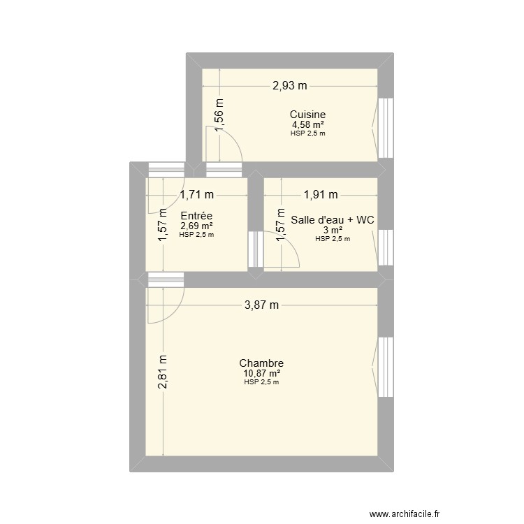 25 MOLL. Plan de 4 pièces et 21 m2