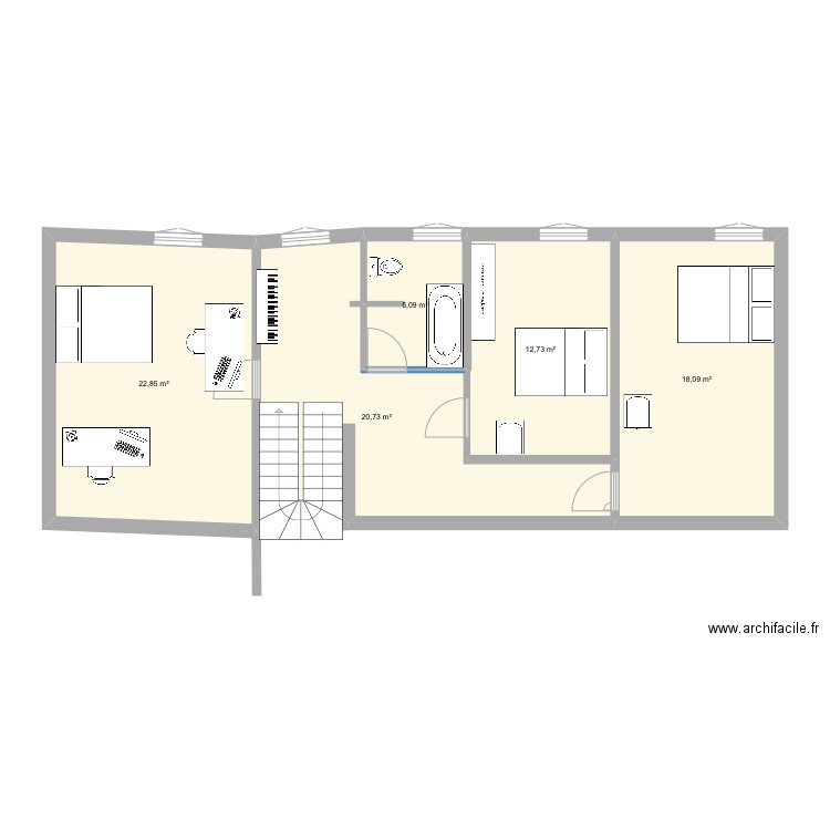 Etage 2. Plan de 5 pièces et 79 m2