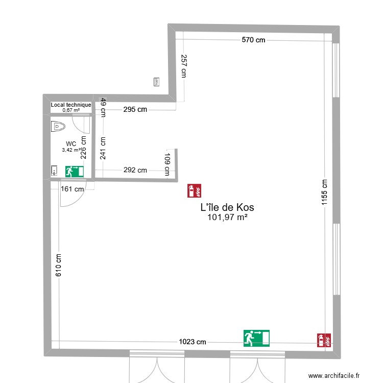 Plan d'origine. Plan de 3 pièces et 106 m2