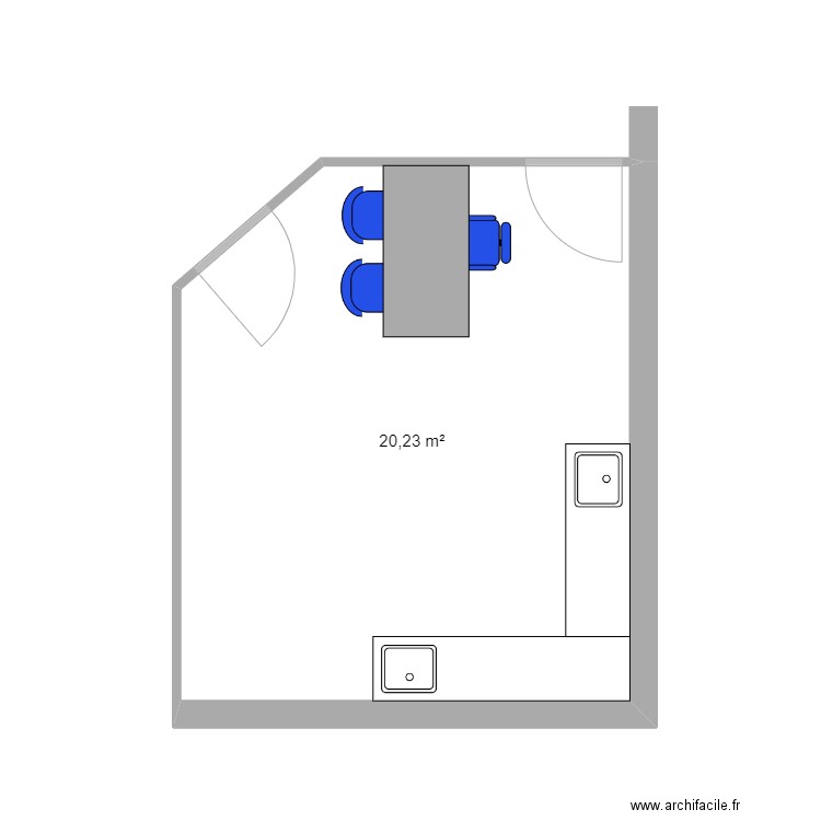 Laure Helene. Plan de 1 pièce et 20 m2