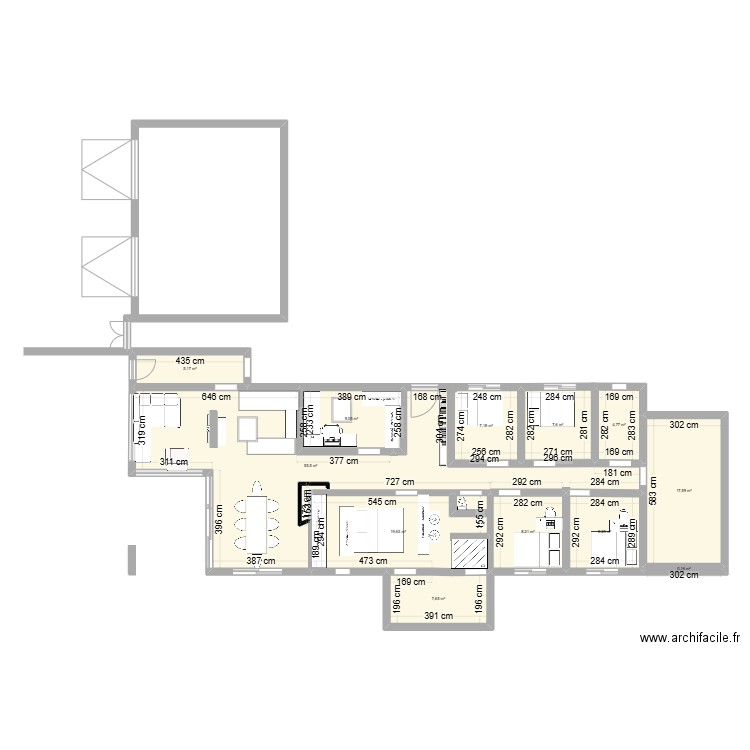 projet1. Plan de 12 pièces et 151 m2