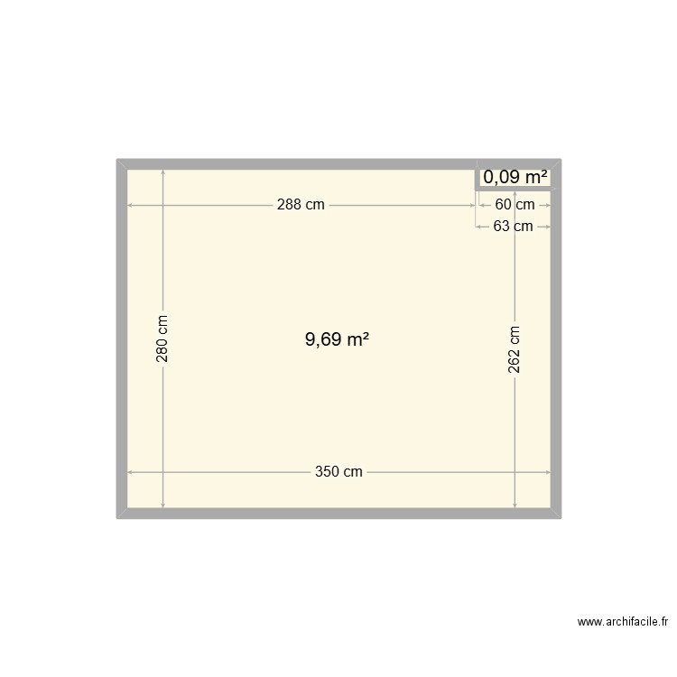 Bureau. Plan de 2 pièces et 10 m2