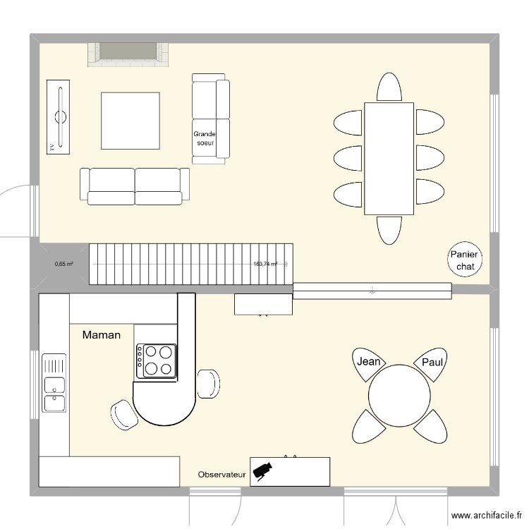 Observation Igor. Plan de 2 pièces et 166 m2