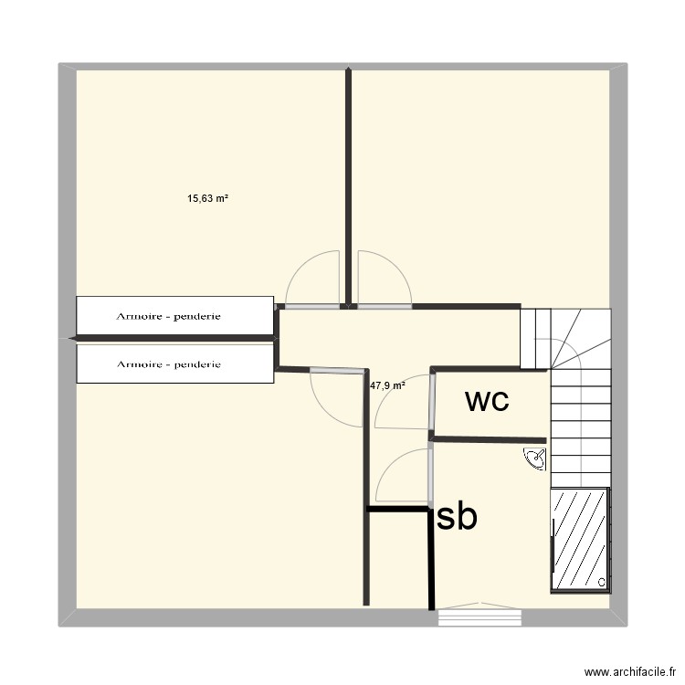 PLAN 3. Plan de 2 pièces et 64 m2