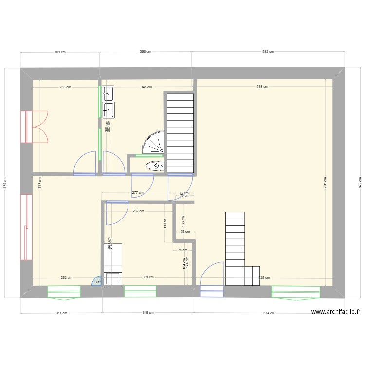 plan maison Ludo. Plan de 2 pièces et 89 m2