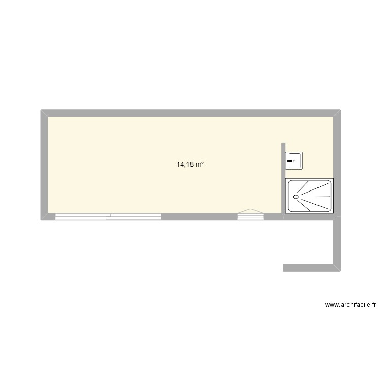 fond de parcelle. Plan de 1 pièce et 14 m2