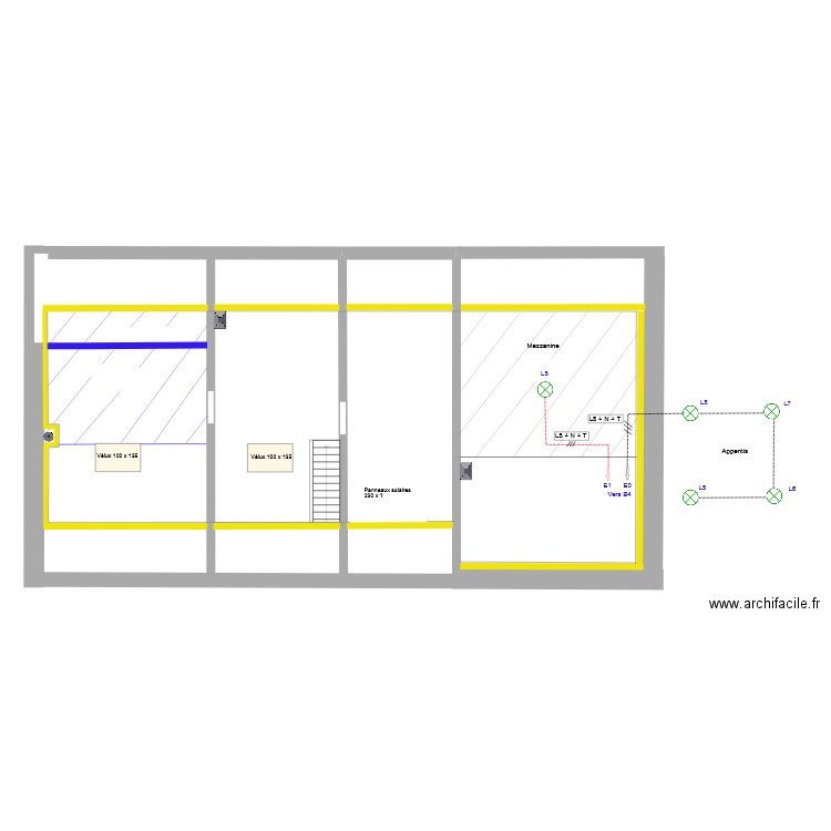 Mezzanine-Alelier_Electricité_Eclairage_(E0-E1 suite). Plan de 0 pièce et 0 m2