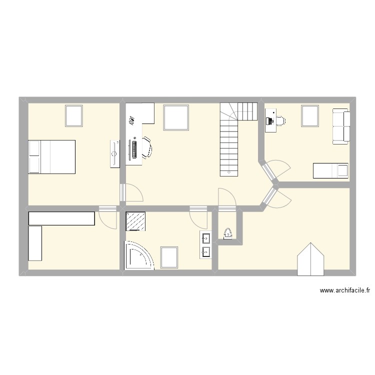 Plan etage. Plan de 7 pièces et 104 m2