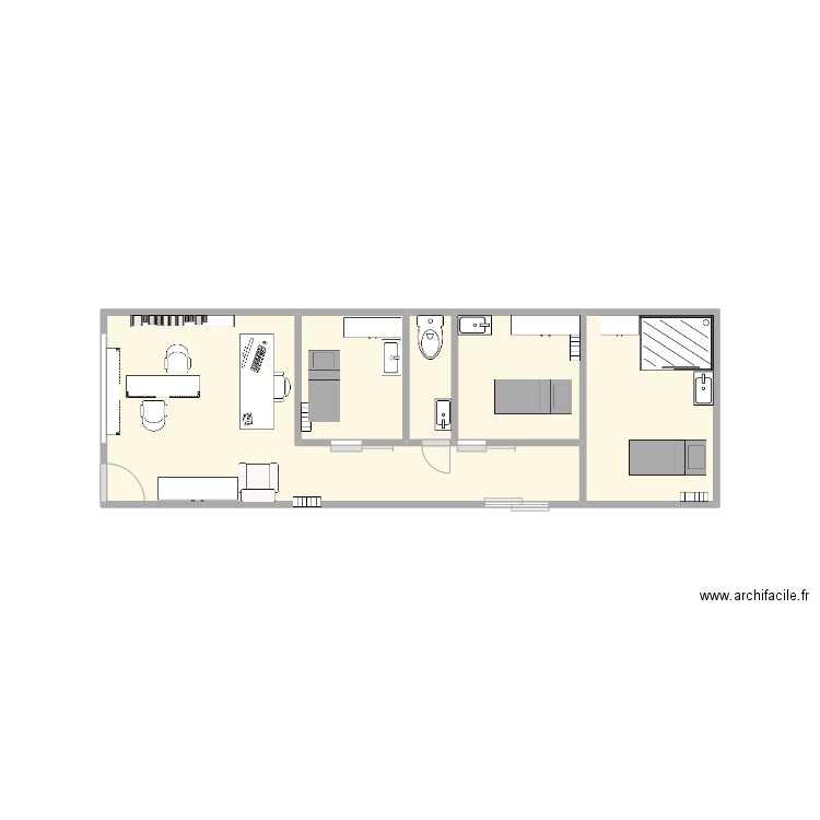 TRAVAIL. Plan de 5 pièces et 10 m2