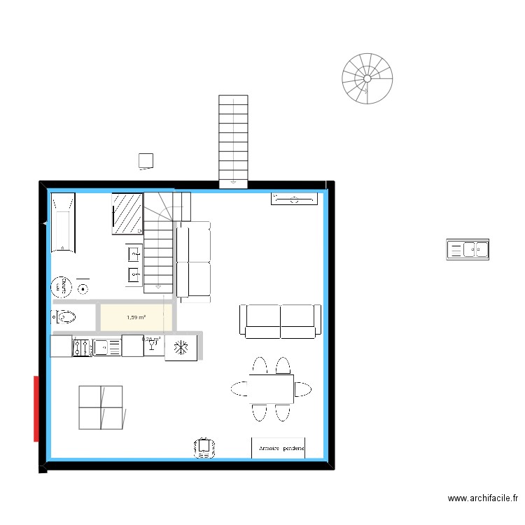 117v6yvyykhfiyfi. Plan de 2 pièces et 2 m2