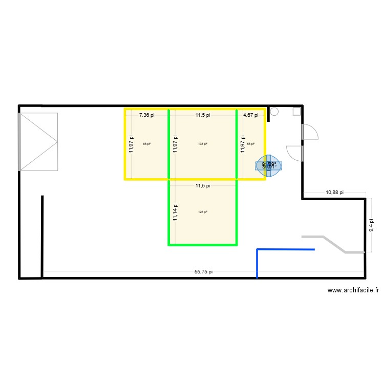 Shop Labo. Plan de 6 pièces et 38 m2