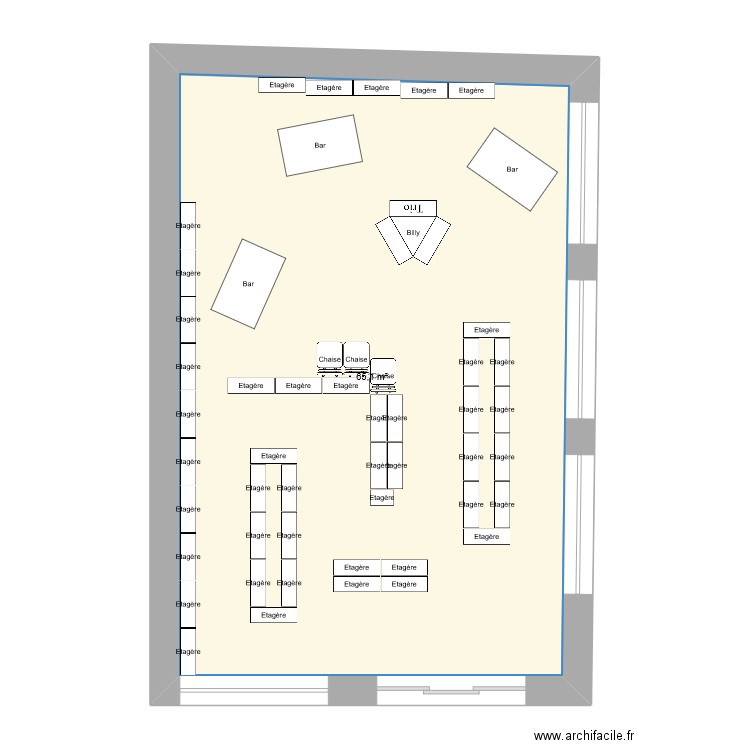 magasin fil 2. Plan de 1 pièce et 65 m2