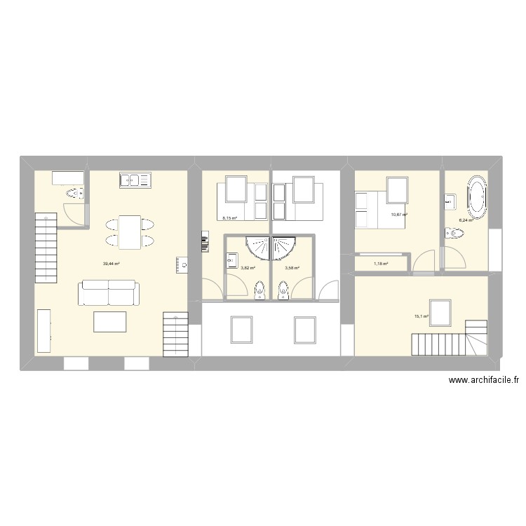 CERTHOUX 2. Plan de 8 pièces et 88 m2