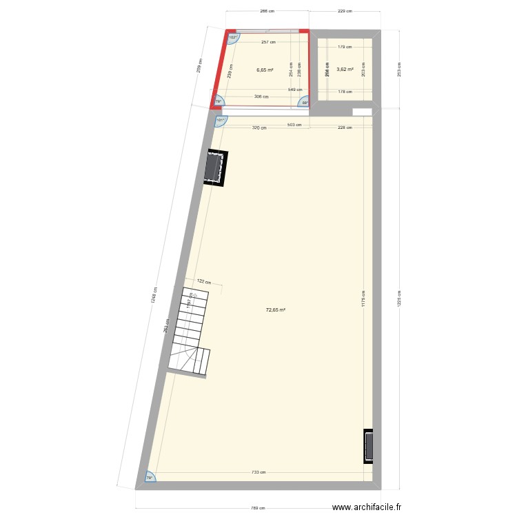 dandicolle. Plan de 3 pièces et 83 m2