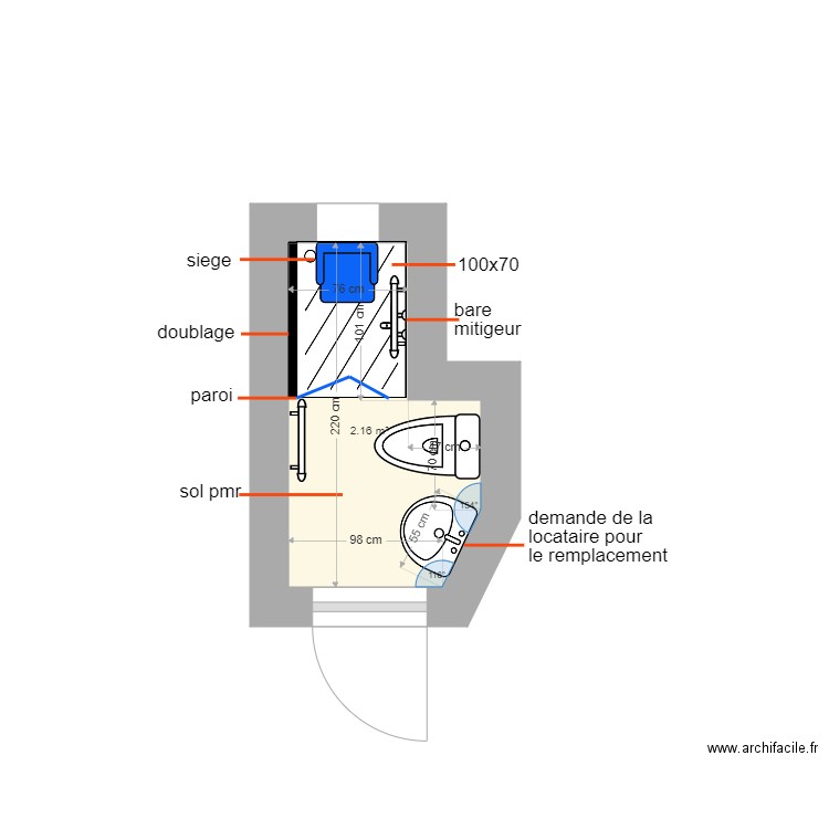 hdfgngf. Plan de 1 pièce et 2 m2