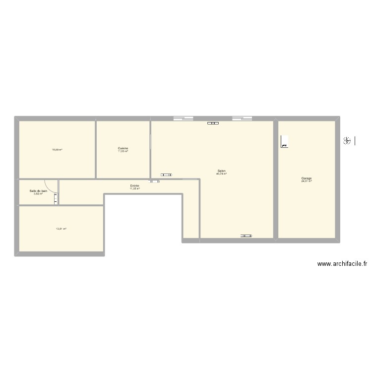 GRUSON. Plan de 7 pièces et 120 m2