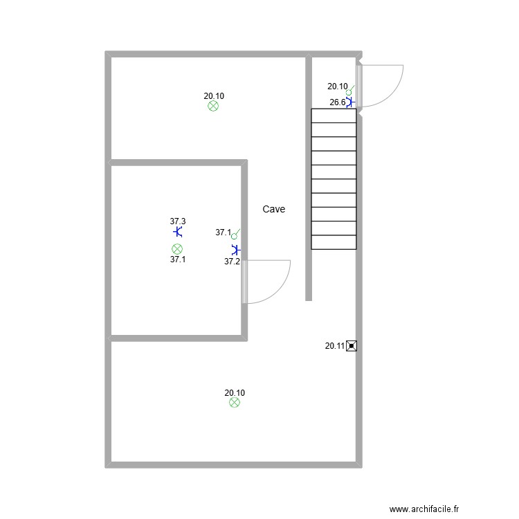 Cave . Plan de 3 pièces et 34 m2