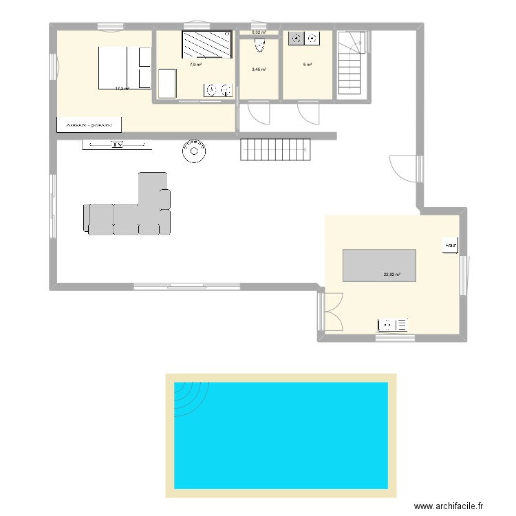 idée maison. Plan de 6 pièces et 57 m2