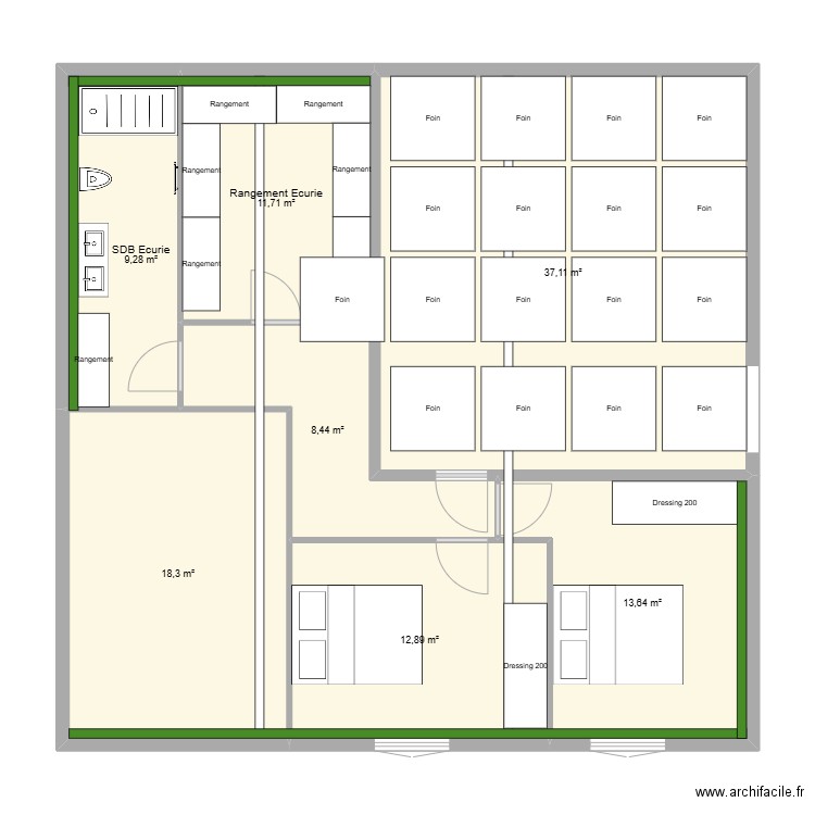 vougy etage2. Plan de 7 pièces et 111 m2