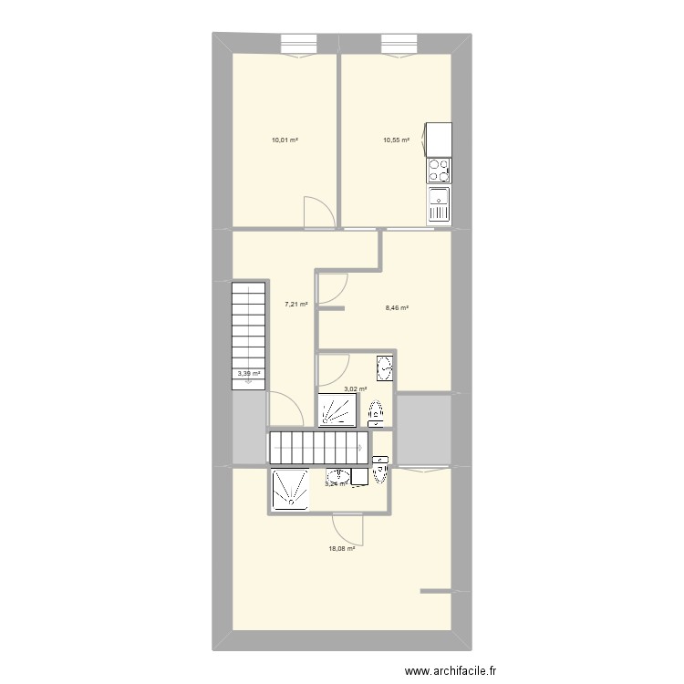 LLucia 10 R+2. Plan de 9 pièces et 66 m2